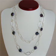 Coin Pearl Ring Chain Necklace (Black)