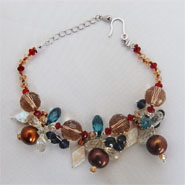 Brown pearl, baroque and crystals