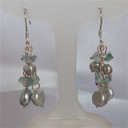 Sea glass and pearl earring