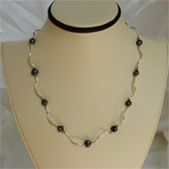 Silver Bar Necklace (Black)