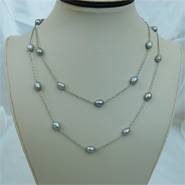Tin Cup Necklace (Silver Gray, 36")