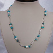 Silver Bar Necklace (Turquoise)