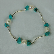 tin cup bracelet (turquoise, rhodium bar)