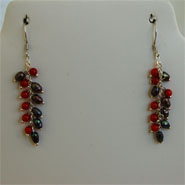 WHEAT EAR STYLE (PEARLS, RED BEADS)