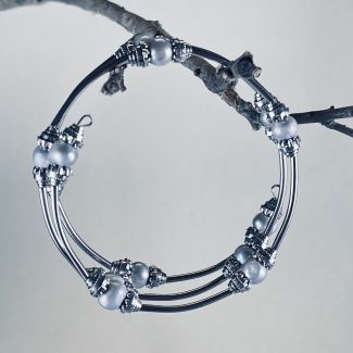 8 mm pearl double snake bracelet (gray)