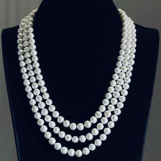 10 mm, 24-27“, triple strand, white