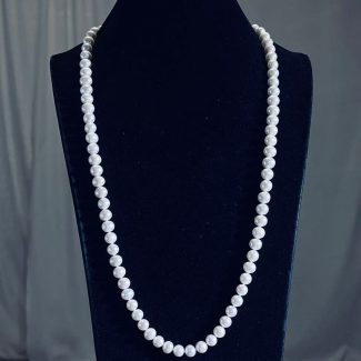 10 mm, 35" white pearl necklace w/sterling silver clasp
