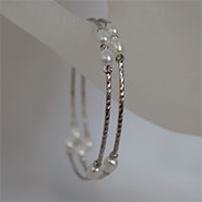 5.5mm Cultured pearls double Snake bracelet (White)