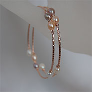 5.5mm Cultured pearls double Snake bracelet (Rose Gold)