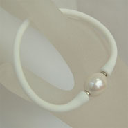 SILICONE RUBBER BRACELETS WITH 11MM PEARL