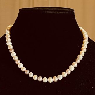 8mm 18inch cultured multi color pearls necklace with heart toggle clasp