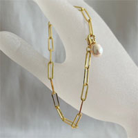 paper clip style sterling silver chain and clasp (yellow)