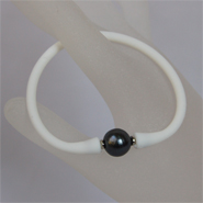 SILICONE RUBBER BRACELETS WITH 11MM PEARL