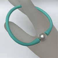 SILICONE RUBBER BRACELETS WITH 11MM PEARL