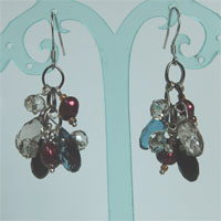 Purple pearls and crystals earring