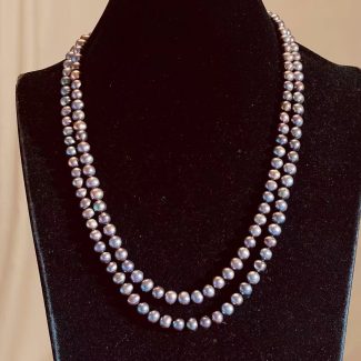 9mm 50 inch cultured pearl necklace, dark brown