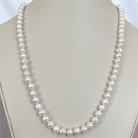 8mm 22 inch cultured white pearl necklace with heart toggle clasp