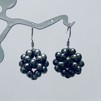 18mm Flower ball earring with sterling silver (peacock)